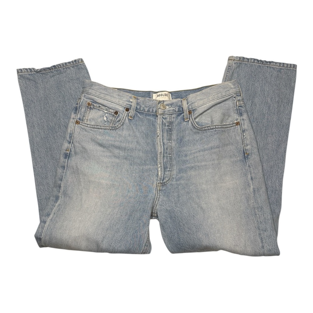 Agolde Riley High Rise Straight Crop Jeans Blue Haven Size 30 A056-1371 - Picture 2 of 5